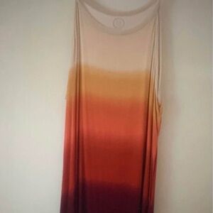 Maurices Sleeveless Ombre Maxi Dress in Cream, Orange, Burgundy